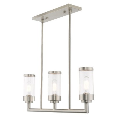 Hillcrest Brushed Nickel Linear Chandelier with Clear Glass Shades