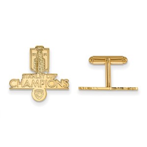 Black Bow Jewelry 14k Yellow Gold Plated Sterling Silver Vegas Golden Knights NHL Cuff Links - 1 of 3