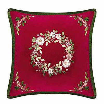 C&F Home Floral Wreath Embroidered 14" x 14" Throw Pillow