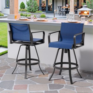 Crestlive Products Swivel Bar Stools Set of 2 Indoor Outdoor Bar Height Chairs with Sunbrella Fabric and Aluminum Frame - 1 of 4