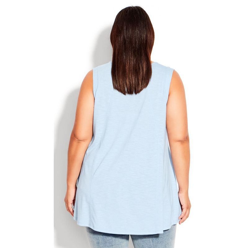 Women's Plus Size Fit N Flare Tank  - Chambray Blue | AVENUE, 2 of 4