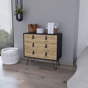 Kumasinova 3-Drawer Dresser with Hairpin Legs,Wooden Chest of Drawers with Legs,Modern Storage Dresser,Bedroom & Entryway Furniture,1 Piece,Multicolor - 1 of 4