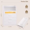 VECELO Modern White Dresser 4 Layers Wooden Vanity Table with LED Lights, Charging Station and Open Shelf - 3 of 4
