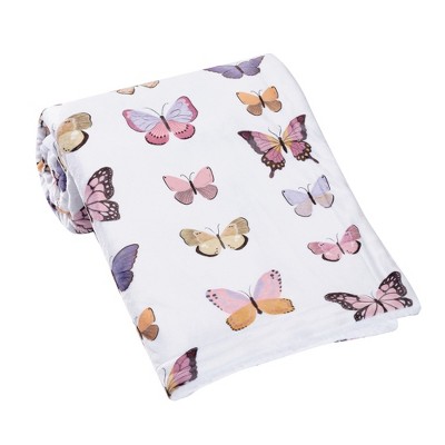 Butterfly Dreams White and Multicolor Fleece Baby Blanket