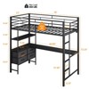 Karl Home Metal Loft Bed Frame with Guardrail, 2 Charging Stations, L-Shaped Desk, Storage Shelve, Drawers, LED Lights - 2 of 4