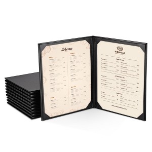 WeChef 10 Packs Restaurant Menu Covers 8.5 x 11 Book Style 2 Pages 2 Views Black - 1 of 4