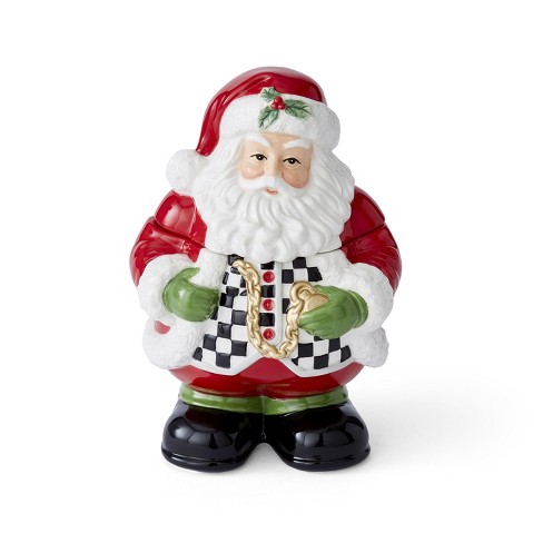 Spode Christmas Tree Black and White Santa 8-Inch Candy Jar with Lid - image 1 of 4