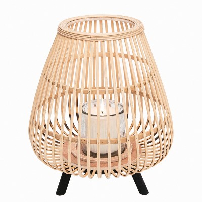 Transpac Wood 14" Cream Spring Bamboo Luau Lantern