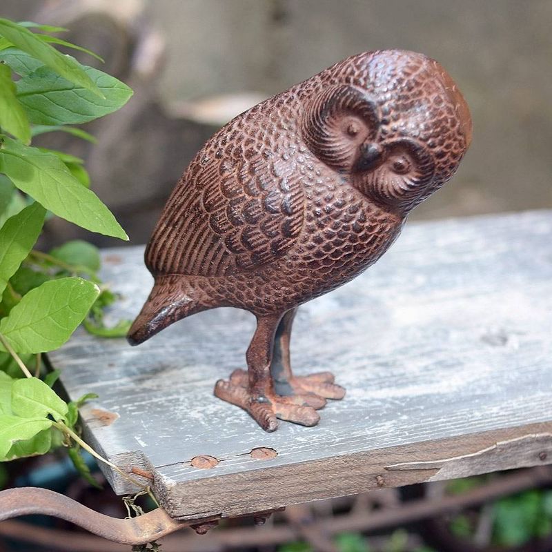 6.75&#34; Tall Indoor Outdoor Saw Wet Owl Statue Rustic Bronze Painted Finish - Achla Designs, 3 of 5