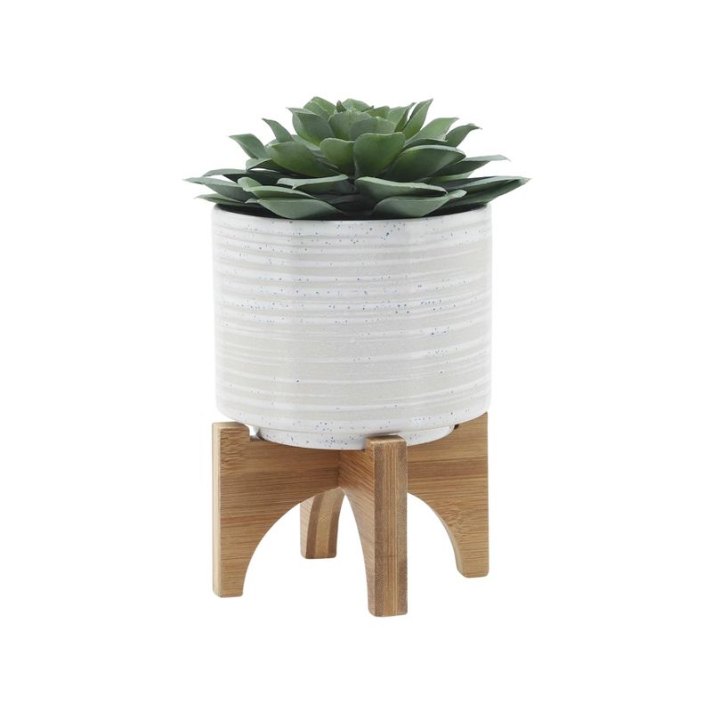 Set of 2 Ceramic Planters on Stand Speckled White - Sagebrook Home, 5 of 10