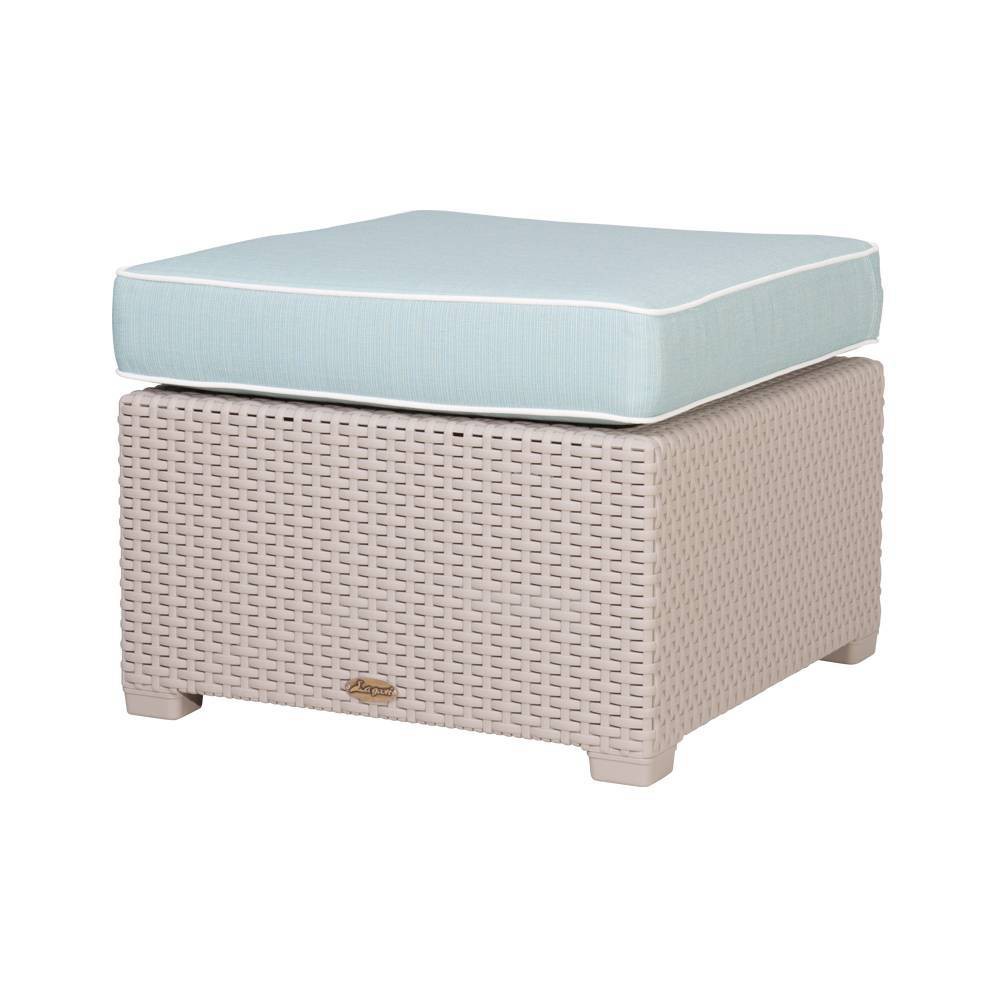 Photos - Garden Furniture Lagoon Magnolia Rattan Ottoman - Gray/Blue  