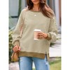Imily Bela Women's Fall Oversized Waffle Knit Sweatshirt Casual Long Sleeve Crewneck Split Pullover Tunic Tops Khaki L - 2 of 4
