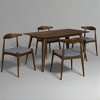 5-Piece Dining Table Set with Rubberwood Frame and Faux Wood Top, Mid-Century Modern Table and 4 Upholstered Chairs for Kitchen or Dining Room - 2 of 4
