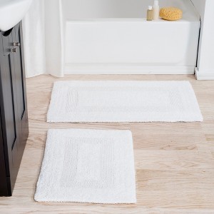 Hastings Home 2-Piece Cotton Bath Mat Set - White - 1 of 4