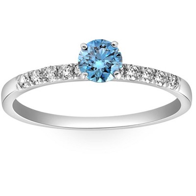 Pompeii3 1/2Ct Blue Diamond Engagement Ring in White Gold
