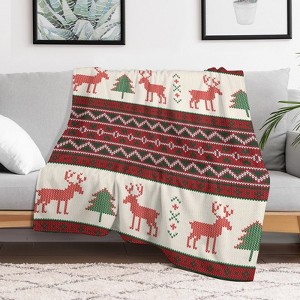 Reindeer Christmas Tree Christmas Throw Blanket Soft Fleece Christmas Blanket Cozy Flannel Throw for Couch Bed 50x60 inches - 1 of 1
