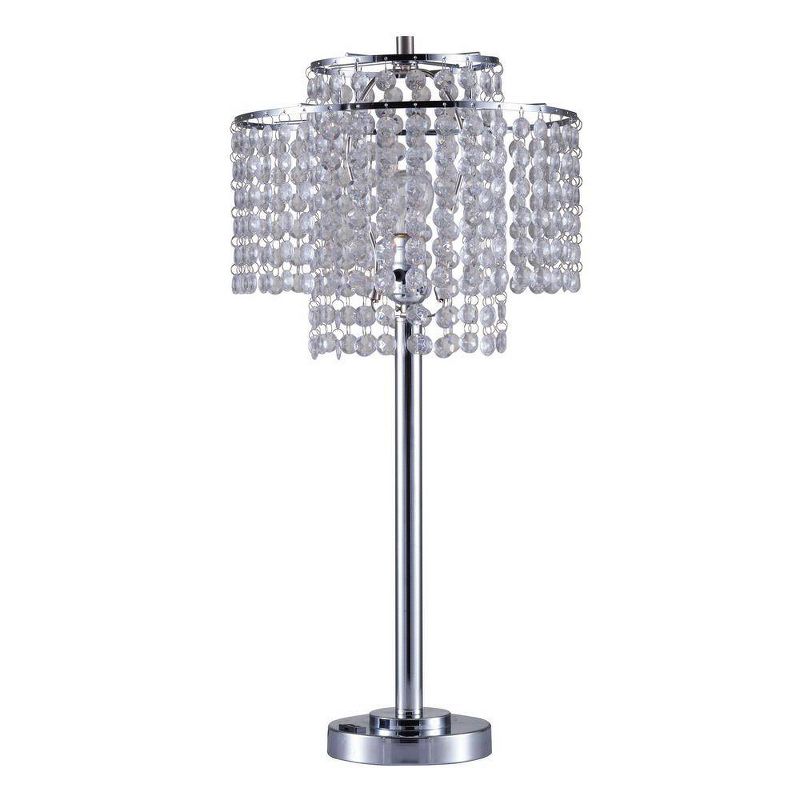 26&#34; Antique Metal Table Lamp with Crystals and USB Port Silver - Ore International, 1 of 6