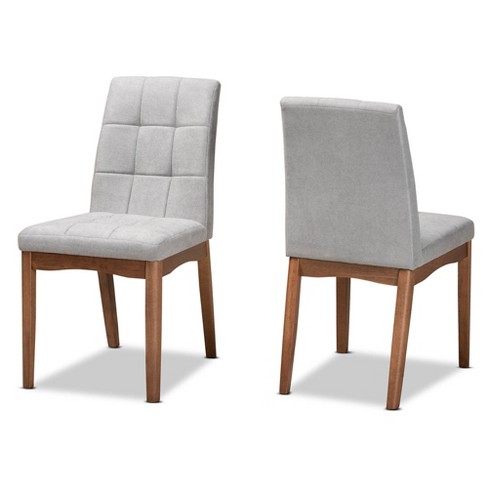 2pc Tara Fabric Upholstered And Wood Dining Chair Set Light Gray