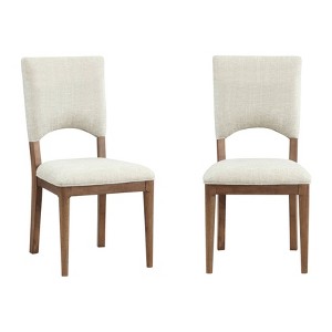 Treasure Trove Accents Set of 2 Wellington Dining Chair Brown: Cushioned, Linen Upholstery, Rubberwood Frame - 1 of 4