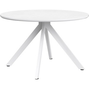 Lirago Mid Century Dining Table 47in Round Wood Top X Frame Metal Rustic Vintage 4-6 Person Waterproof Scratch Resistant Durable Easy Assembly - 1 of 4