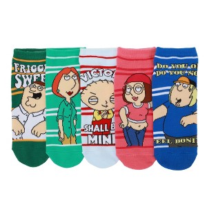 Family Guy Characters & Quote Women's 5-Pair Striped Ankle Socks - 1 of 4