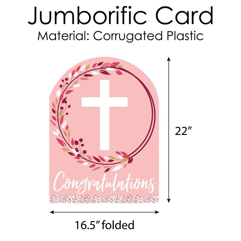 Big Dot of Happiness Pink Elegant Cross - Religious Congratulations Giant Greeting Card - Big Shaped Jumborific Card, 4 of 7