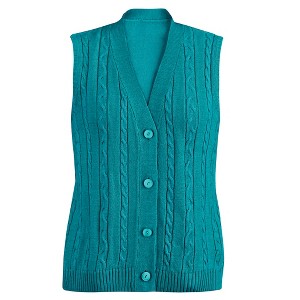 Collections Etc Stylish Cable-Knit Button Front Sweater Vest - 1 of 4