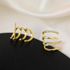 Sterling Silver Post Earrings Silver Hoop Earrings for Women Trendy Stud Huggie Claw Earrings Cuff Hypoallergenic Jewelry Gifts - 2 of 2