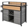 Nestfair 52.8" Wicker Grill Cart with Extended Plastic Wood Table Top and 4 Lockable Wheels Gray - 2 of 4