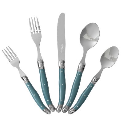 Aegean Teal Stainless Steel Flatware Set, Service for 4