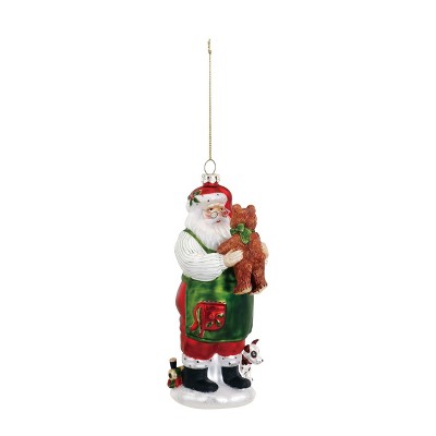 DEMDACO Blown Glass Toymaker Santa Ornament 2.5x7 inch - Multi