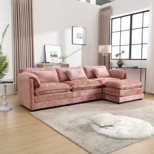 112.2'' Modern L-Shaped Sectional Sofa with Movable Pedals, Detachable Armrests, and Chenille Fabric - 1 of 4