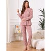 INSPIRE CHIC Women's Loungewear Button Up Cute Pattern Print Long Sleeve Notched Collar Pants Set with Pockets Pajama Set - 2 of 4