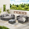 CAVINAS Outdoor Patio Sofa Set, Wicker L Shaped Outdoor Couch Set with Curved Footstool, Modern Porch Chairs Sets for Garden - 3 of 4