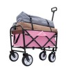 CAVINAS Folding Shopping Cart with Strap Design,Folding Wagon with All-Terrain Wheels,Utility Cart for Camping,Shopping,Sports,Gardening,Pink - 2 of 4