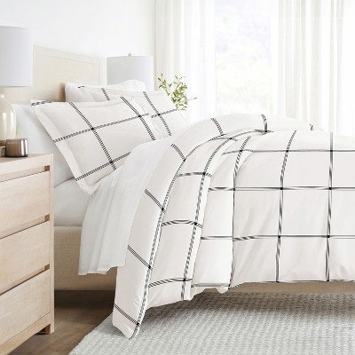Modern Geometrics & Thatch Pattern 3PC Duvet Cover & Shams Set, Ultra Soft, Easy Care - Becky Cameron