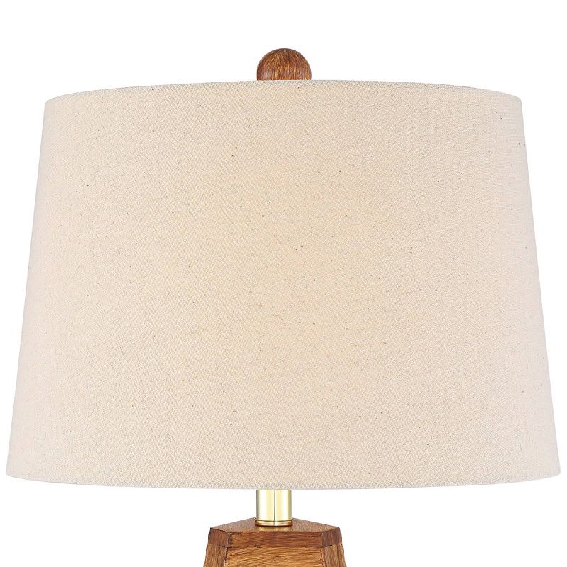 360 Lighting Archie Modern Mid Century Table Lamp 27 1/2" Tall Wood Tripod Off White Oatmeal Drum Shade for Bedroom Living Room Bedside Nightstand, 3 of 10