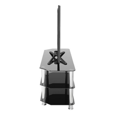 Black Tempered Glass Corner TV Stand with Chrome Legs