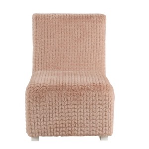 Kids Cushioned Slipper Chair Faux Fur Textured Pink - HomePop