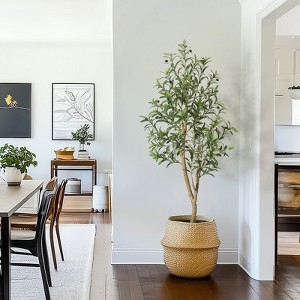 Garvee 5/6/7FT Tall Olive Trees Artificial Indoor, Olive Tree Plants, Faux Olive Tree with Realistic Trunk, Leaves, Fruits,flower pot for Home Decor - 1 of 4