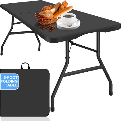 Musment  6 ft Fold-in-Half Folding Table, Indoor/Outdoor Essential, Black