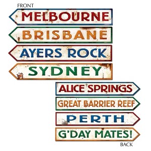 Beistle 4" x 24" Australian Street Sign Cutouts 12/Pack 55340 - 1 of 1