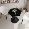 Ridstar 31.50 in. Hexagonal Wood Coffee Table with Black Printed Marble Top and Metal Base - 3 of 4