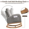 Rocking Chair Upholstered Rocking Chair for Nursery with Rubber Wood Legs, Comfy High Backrest, Side Pockets - 3 of 4