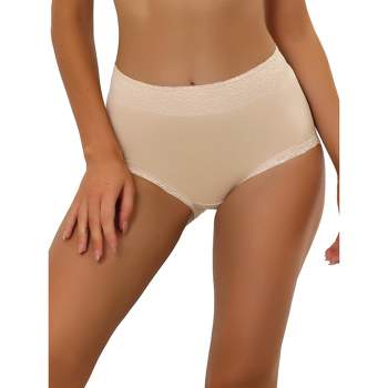 Allegra K Women's Hi-cut Ribbed High Waist Tummy Control Available In Plus  Size Briefs Beige Xx-large : Target