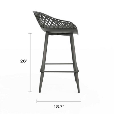 Warm Gray Wood and Metal Low-Back Counter Stools, Set of 2