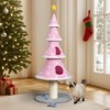 SEVOBAL Pet Tower Large Tall Christmas Tree Cat Tower with 2 Cat Condos Soft Fleece Cat Tree Teaser Toy for Indoor Cats, Pink, 23.6"*23.6"*59.1" - 2 of 4