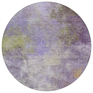 Purple And Olive Green Abstract Washable Indoor Outdoor Area Rug - 1 of 4