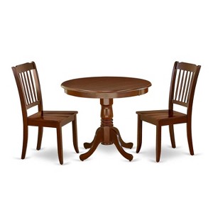 Rustic Dining Set 3Pc - Pedestal Table & 2 Chairs - 36x36 Inch - Farmhouse Kitchen Decor - 1 of 4