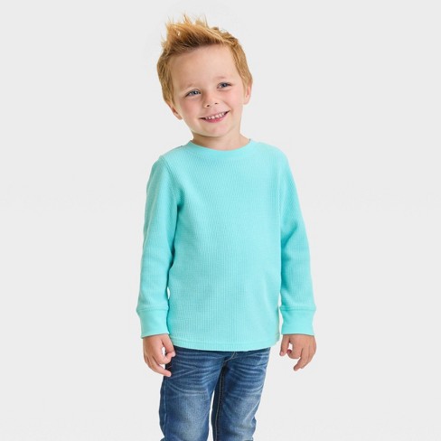 Toddler Boys' Long Sleeve Thermal Shirt - Cat & Jack™ Aqua Blue 4t